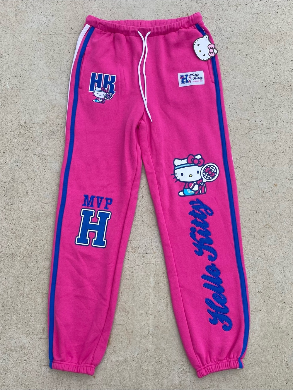 Hello Kitty Bright Pink Joggers with Blue Trim